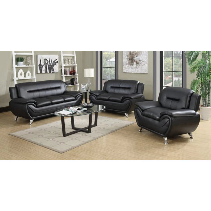 Orren Ellis Stcyr 3 Piece Faux Leather Living Room Set & Reviews